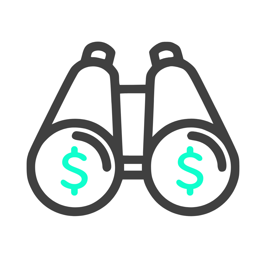 picture of binoculars with money symbols