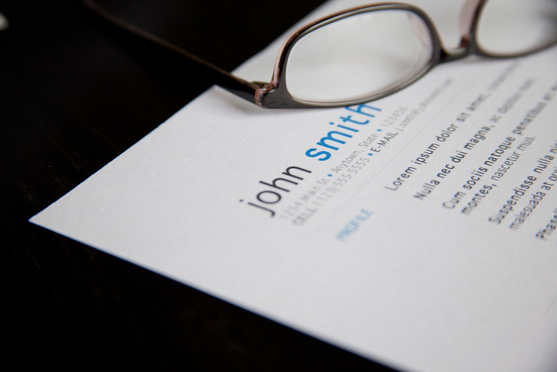 copyright free picture of a resume and glasses